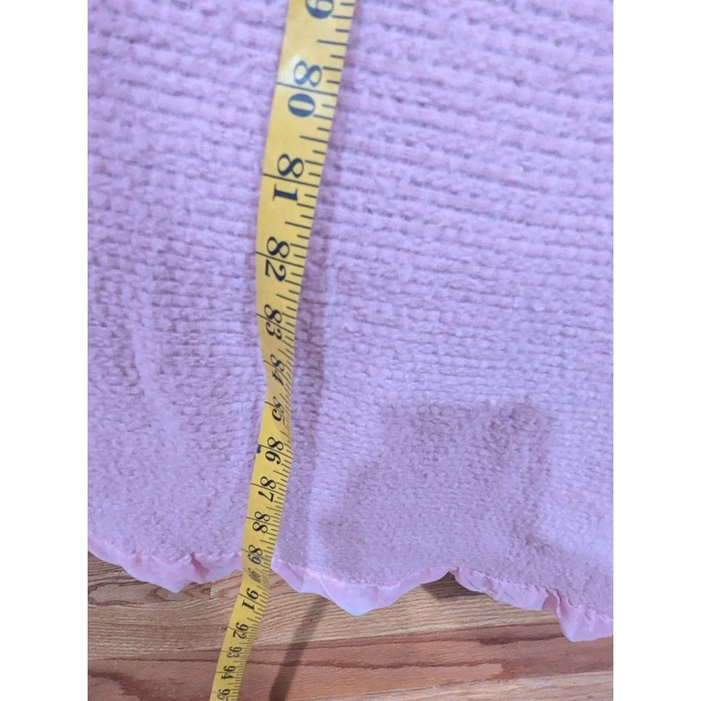Vtg Acrylic Waffle Weave‎ Blanket King Size Pink Satin Trim All Around 92 X 77